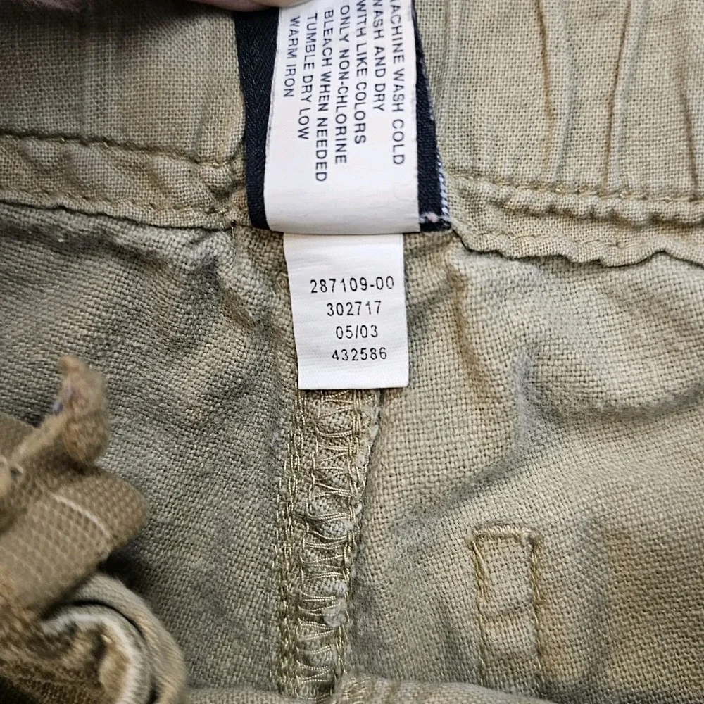 Vintage Baby Gap Linen Cotton Cargo Shorts‎ Tan Khaki 12-18 Months Y2K 2003